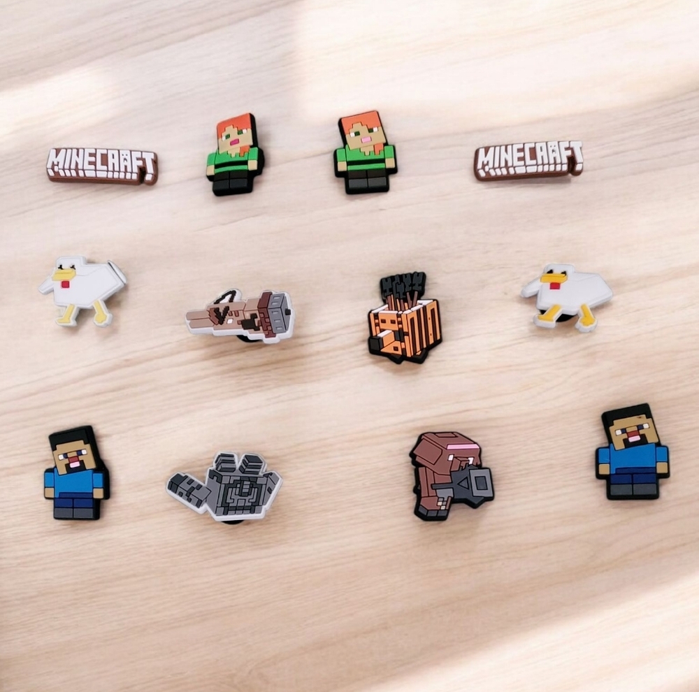 Minecraft Inspired Croc Charms | Gamer Shoe Charms | Steve Creeper Alex Jibbitz